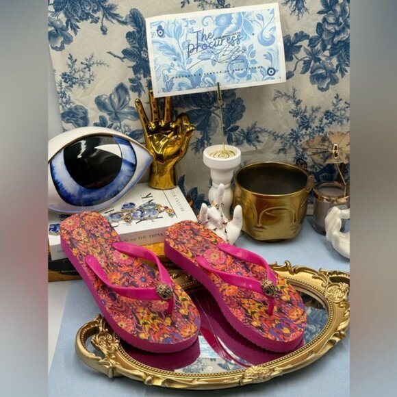 🆕 KURT GEIGER LDN 🧿 X MATTHEW WILLIAMSON NWOB Pink Kensington Flipflop, Sz 7 - Picture 2 of 13